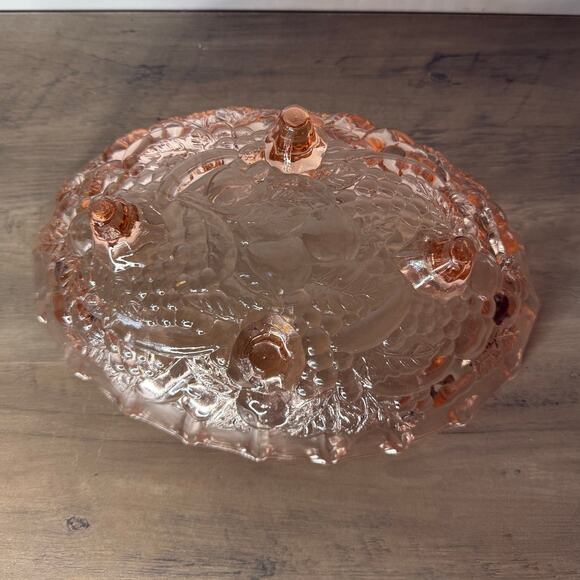 Vintage Indiana Glass Peach/Pink Oval Fruit Bowl - Picture 2 of 6